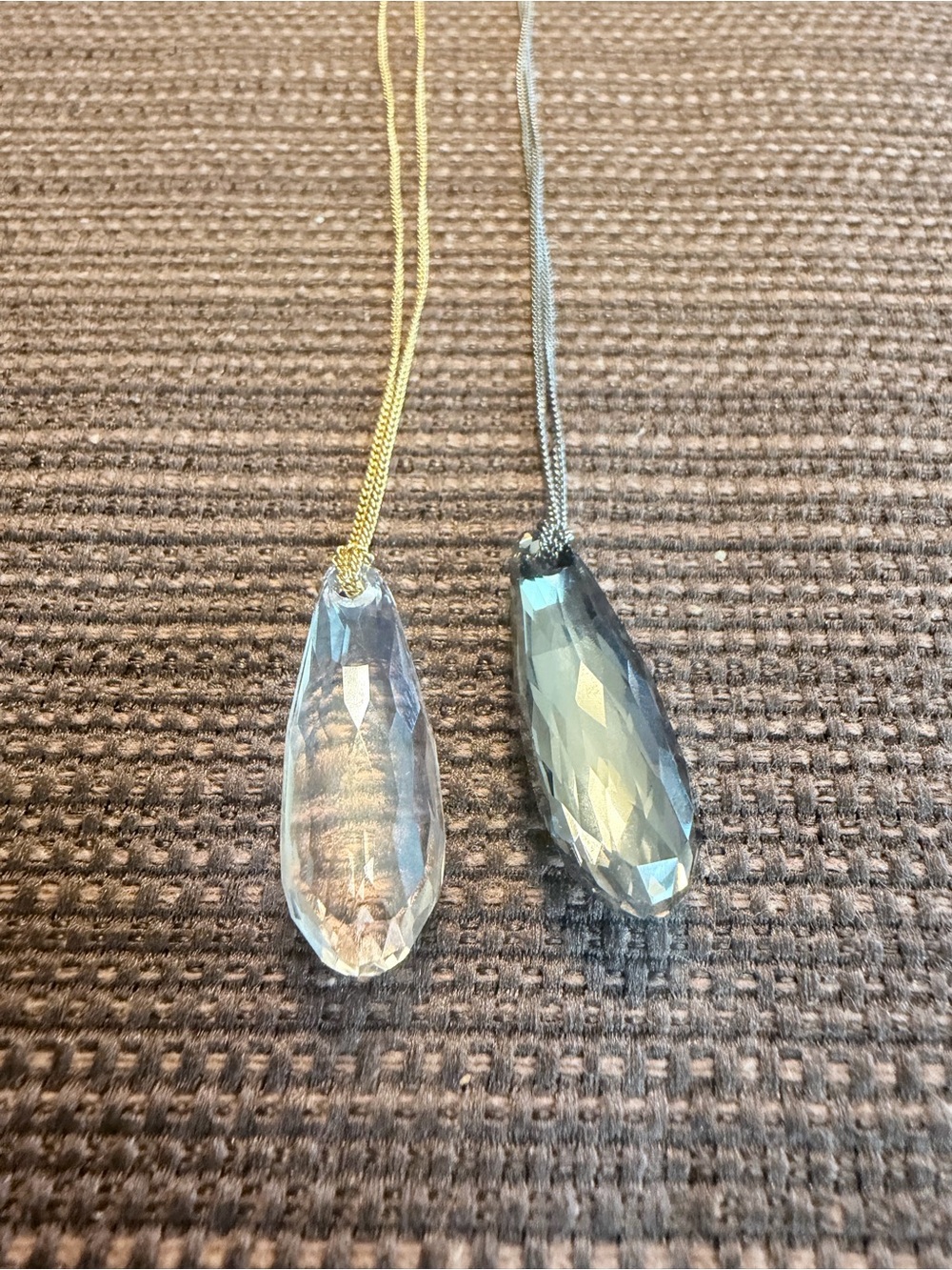 Swarovski Crystal Teardrop Pendant Necklaces - Clear and Gray